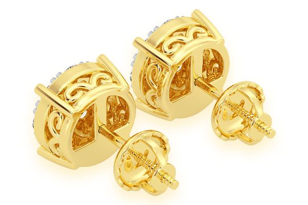 1.50ctw Mosaic Stud Diamond Earrings 14k Solid Gold