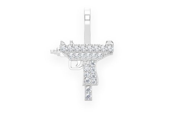 Uzi Diamond Pendant 14k Solid Gold .15ctw