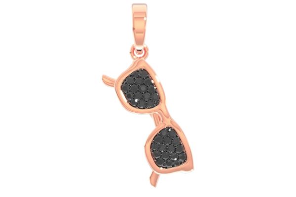 Black Diamond Sunglasses Pendant 14k Solid Gold 0.25ctw