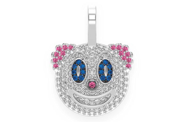 Clown Emoji Diamond Pendant 14k Solid Gold 0.75ctw