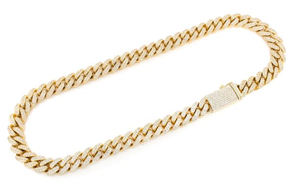 14MM Miami Cuban Link Diamond Necklace 14k Solid Gold 24.00ctw