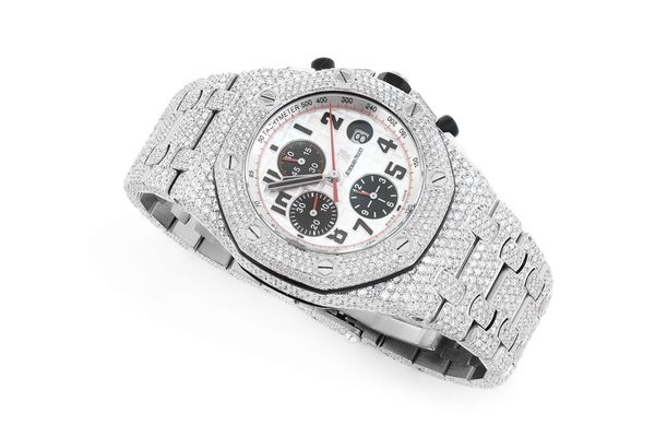 Audemars Piguet Royal Oak Offshore Steel - 26.75ctw Fully Iced Out