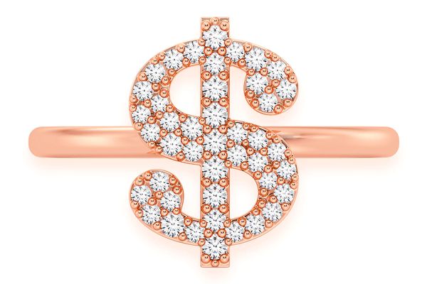 Dollar Sign Diamond Ring 14k Solid Gold 0.21ctw 