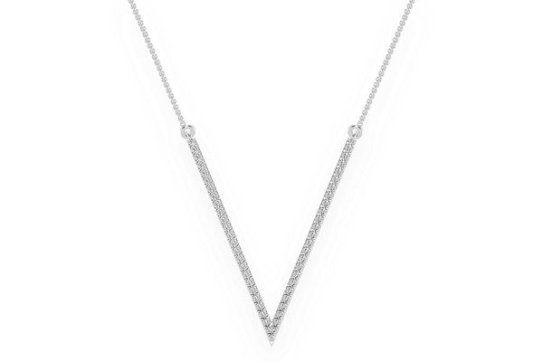 V Shape Diamond Necklace Connected 14k Solid Gold 0.33ctw