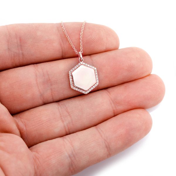 Halo Hexagon Pendant 14k   .15ctw