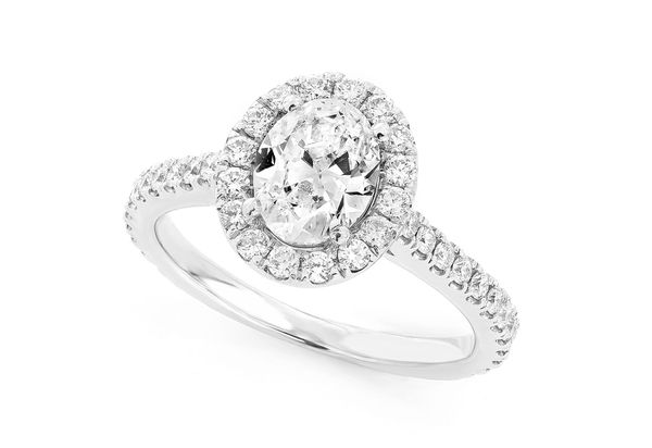 1.00ct Oval Solitaire - Halo Diamond Engagement Ring - All Natural