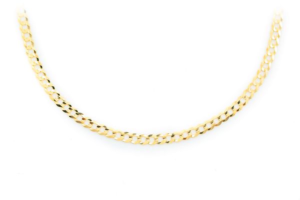 2.5MM Flat Curb Link 14k Solid Gold Chain