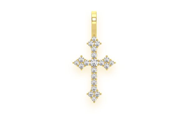 Cross Diamond Pendant 14k Solid Gold 0.15ctw