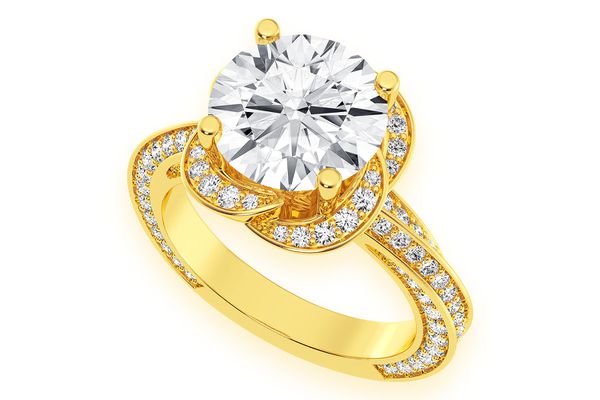 3.00ct Round Solitaire - Flower Petal Halo - Diamond Engagement Ring - All Natural Vs Diamonds