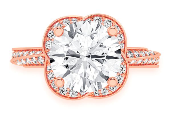 3.00ct Round Solitaire - Flower Petal Halo - Diamond Engagement Ring - All Natural Vs Diamonds