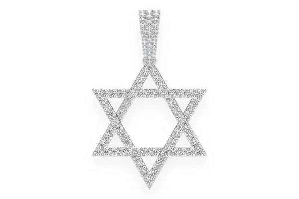 Star Of David Diamond Pendant 14k Solid Gold 1.90ctw