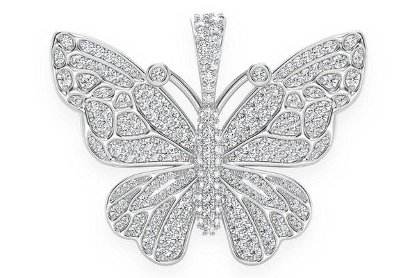 Butterfly Diamond Pendant 14k Solid Gold 2.00ctw