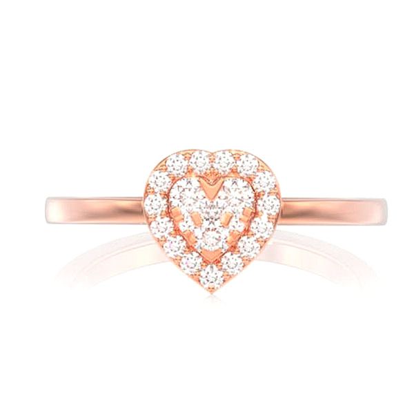 Mosaic Heart Diamond Ring 14k Solid Gold 0.25ctw