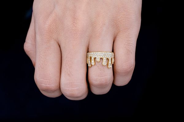 Drippy Diamond Ring 14k Solid Gold 1.25ctw