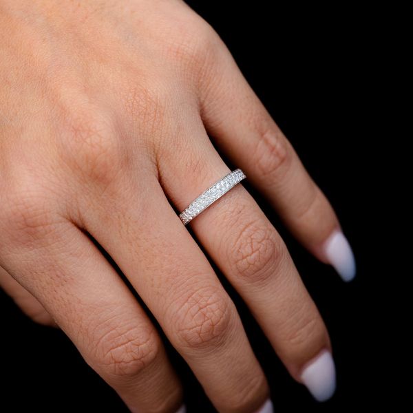 Two Row Border Diamond Band 14k Solid Gold 0.33ctw 