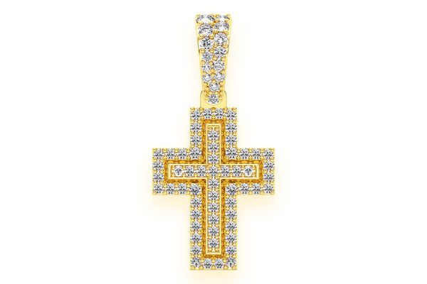 Border Angled Cross Diamond Pendant 14k Solid Gold 0.35ctw