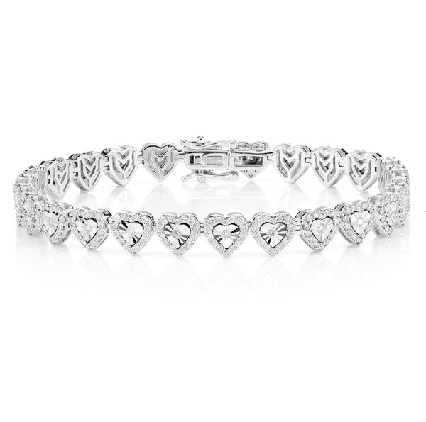 Miracle Set Heart Link Diamond Bracelet Solid Gold 2.75ctw