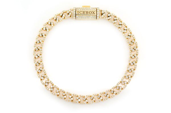 6MM Diamond Curb Link Bracelet 14k Solid Gold 4ctw