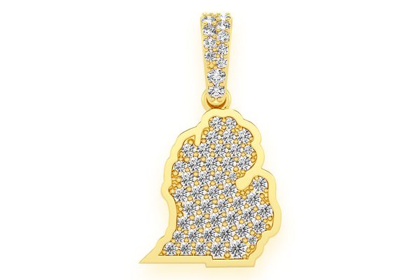  Michigan State Diamond Pendant 14k Solid Gold 0.30ctw