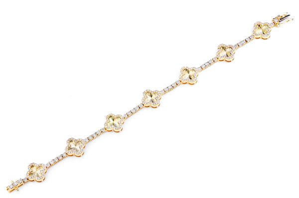 Miracle Clover Link Diamond Tennis Bracelet Solid Gold 2.00ctw