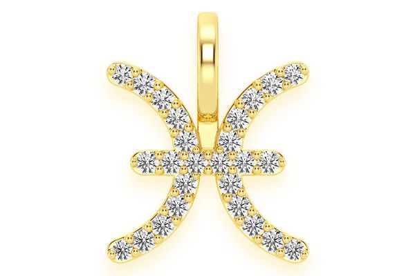 Pisces Zodiac Diamond Pendant 14k Solid Gold 0.10ctw