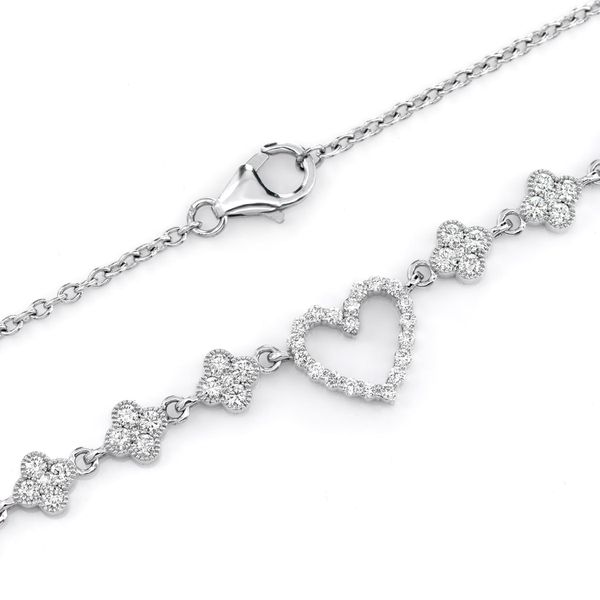 Open Heart Clover Diamond Link Necklace 14k Solid Gold 5.00ctw 