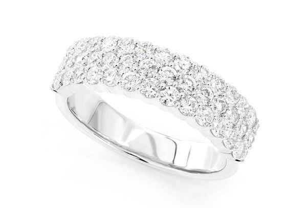 3 Row Diamond Band 14k Solid Gold 2.20ctw