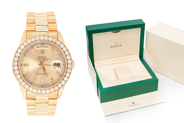 Rolex Day Date 36MM 18k Yellow Gold (18038) - 2.75ctw Diamond Bezel