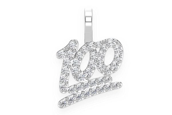 100 Emoji Diamond Pendant 14k Solid Gold .45ctw