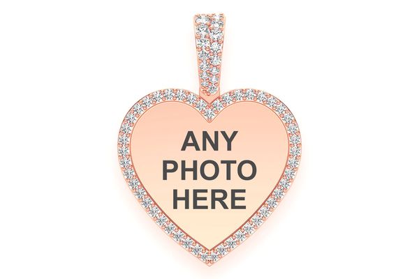 Heart Picture Diamond Pendant 14k Solid Gold 0.40ctw