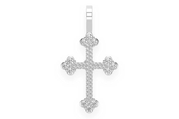 Half Bezel Cross Diamond Pendant 14k Solid Gold 1.40ctw