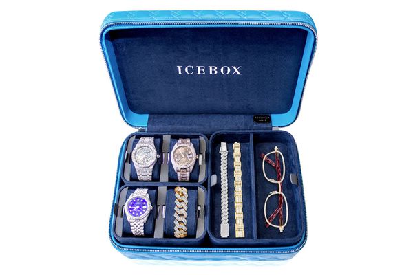 Icebox Leather World Traveler Jewelry Case - 4 Watches