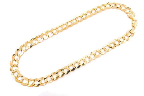 14MM Flat Curb Link 14k Solid Gold Chain