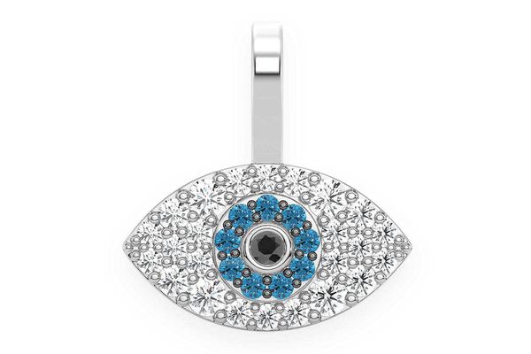 Evil Eye Diamond Pendant 14k Solid Gold 0.20ctw