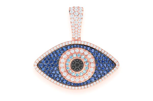 Evil Eye Diamond Pendant 14k Solid Gold 2.20ctw