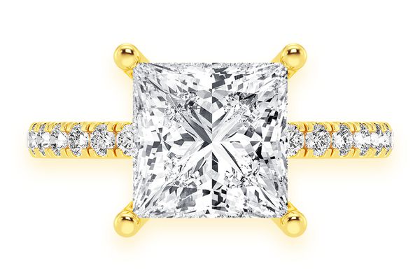 Thinn - 3.00ct Princess Solitaire - One Row Under Halo - Diamond Engagement Ring - All Natural Vs Diamonds