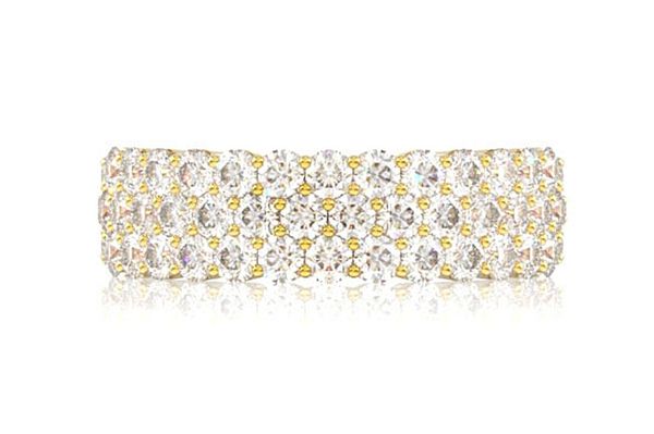 3 Row Diamond Band 14k Solid Gold 2.20ctw