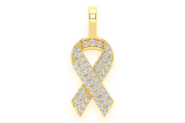 Awareness Ribbon Diamond Pendant 14k Solid Gold .25ctw