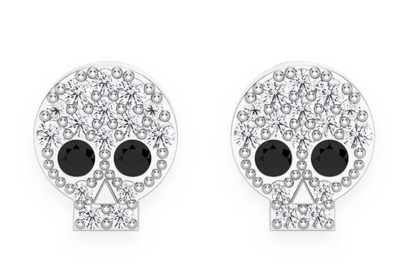 Skull Stud Diamond Earrings 14k Solid Gold 0.25ctw