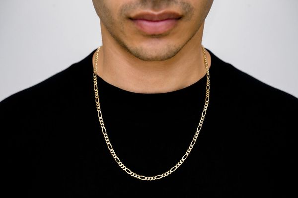 4MM Figaro Link 14k Solid Gold Chain