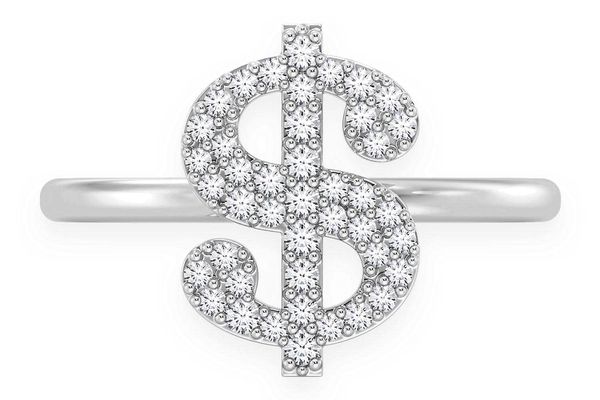 Dollar Sign Diamond Ring 14k Solid Gold 0.21ctw 