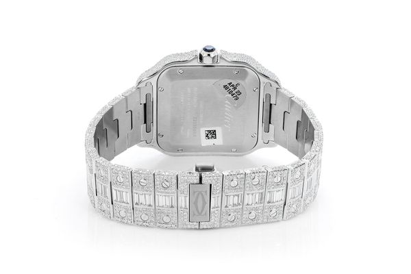 Cartier Santos De Cartier Steel 40MM (4072) - 20.50ctw Fully Iced Out