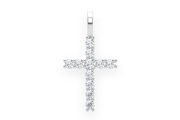 One Row Cross Diamond Pendant 14k Solid Gold 0.50ctw