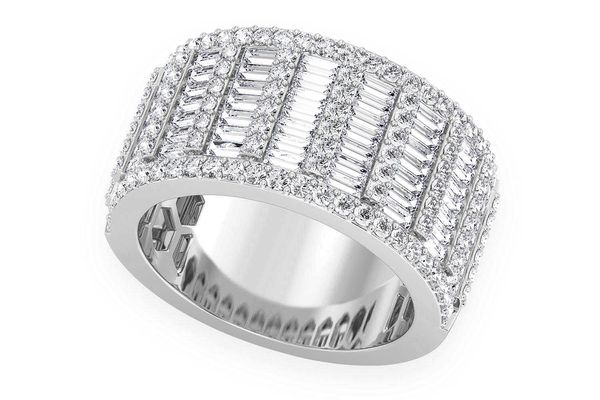 Super Baguette & Round Diamond Band 14k Solid Gold 2.75ctw 