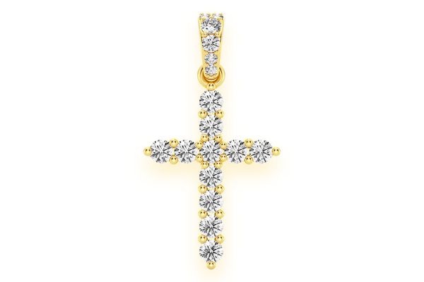 Basket Cross Diamond Pendant 14k Solid Gold 0.50ctw