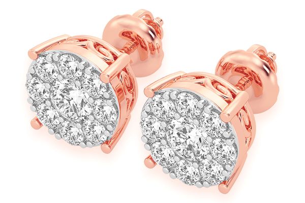 1.50ctw Mosaic Stud Diamond Earrings 14k Solid Gold