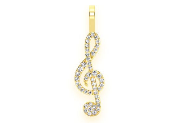 Treble Clef Diamond Pendant 14k Solid Gold .25ctw