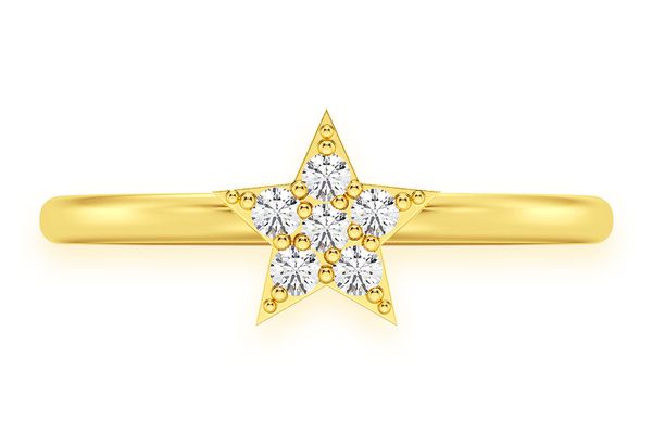 Star Diamond Ring 14k Solid Gold 0.10ctw 