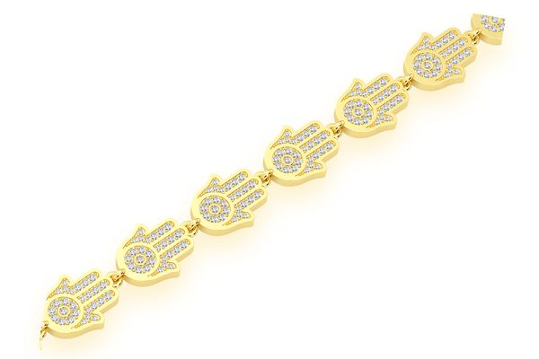 Hamsa Eternity Diamond Bracelet 14k Solid Gold 2.75ctw