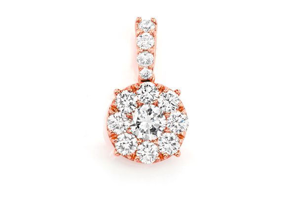 Round Diamond Cluster Pendant 14k Solid Gold 1.00ctw 